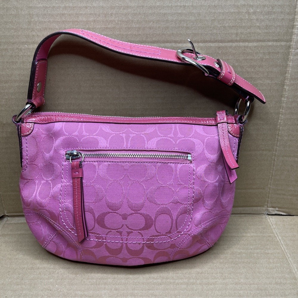 Coach A 0982 F 13114 Pink Signature Jacquard Demi Hobo Shoulder Bag
